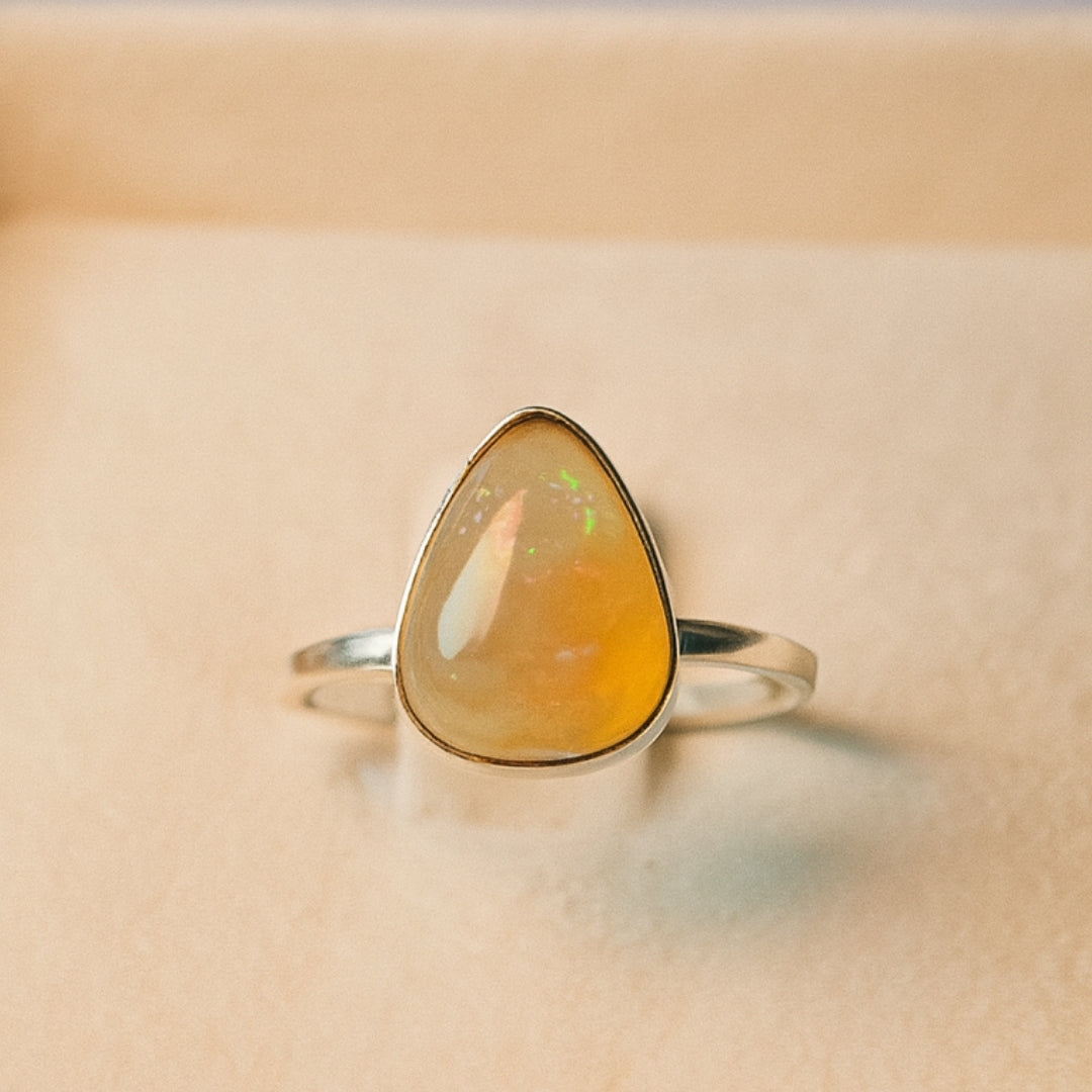 Opal Ring Eos Spectrum Ethiopian Opal |Adjustable 925 Sterling Silver