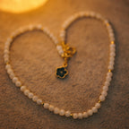 Nacre Moonlight Seal Dainty Necklace | 4mm Mother of Pearl & Gold Spacer