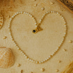 Nacre Moonlight Seal Dainty Necklace | 4mm Mother of Pearl & Gold Spacer