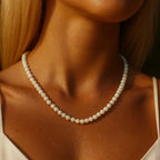 Nacre Moonlight Seal Dainty Necklace | 4mm Mother of Pearl & Gold Spacer