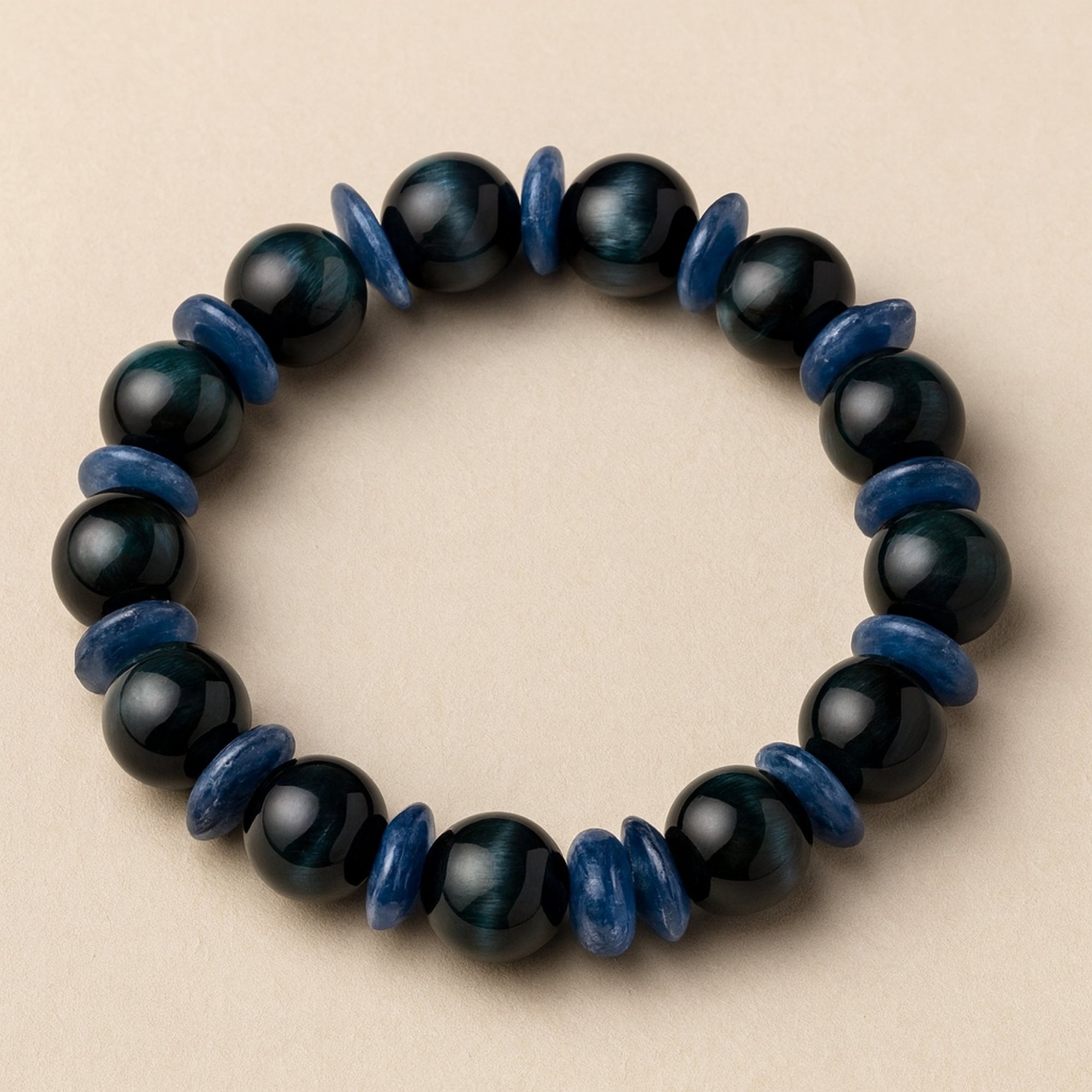 Kyanite Tiger Eye Guardian Bracelet | 10mm Premium Cut