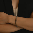 Ruby Sapphire Handmade Bracelet 6mm Faceted with Hematite & Clover Charm