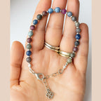 Ruby Sapphire Handmade Bracelet 6mm Faceted with Hematite & Clover Charm