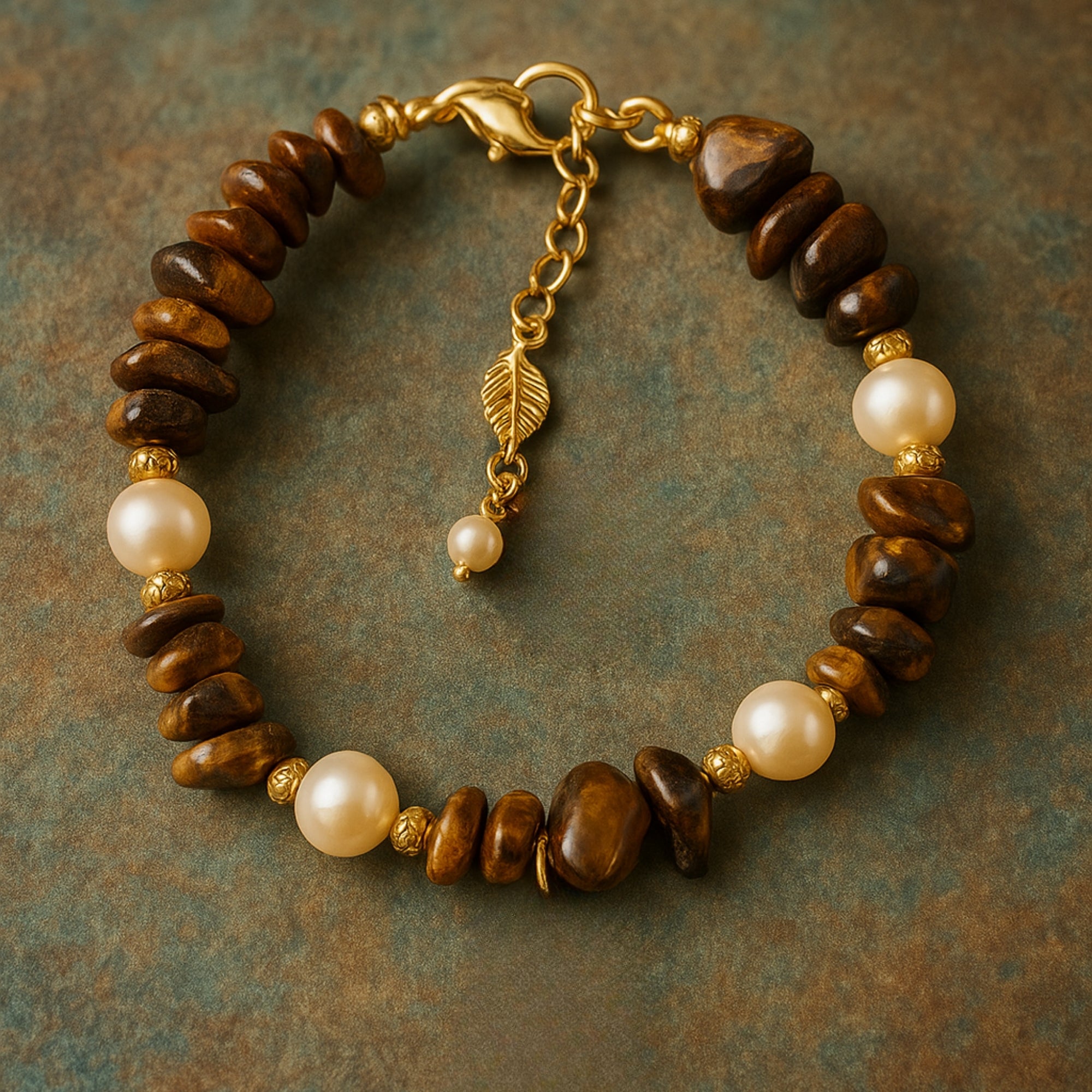 Golden Aura Tiger Eye & Pearl Bracelet|Sun Moon Harmony Talisman