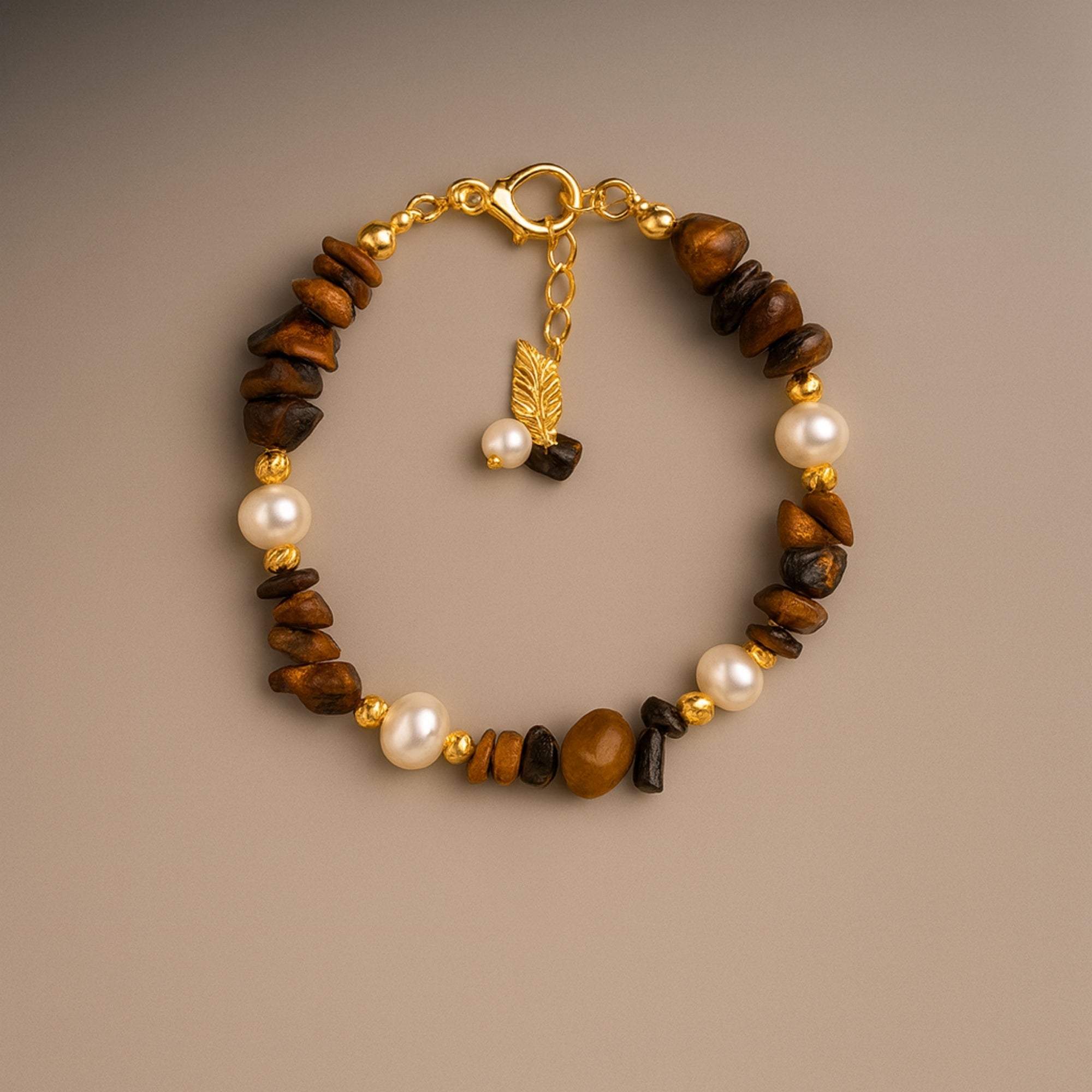 Golden Aura Tiger Eye & Pearl Bracelet|Sun Moon Harmony Talisman