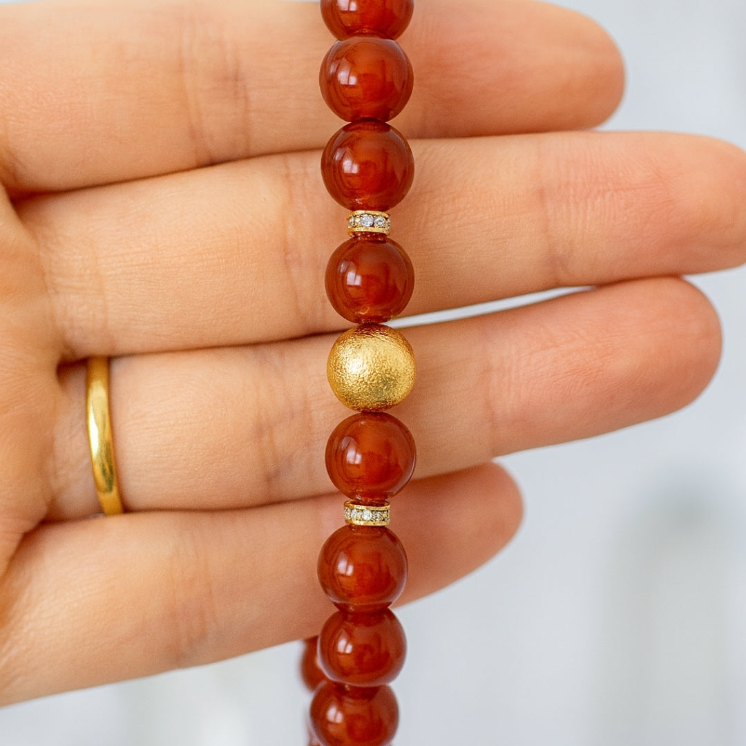Carnelian Round Bracelet | 8 mm Carnelian Healing Crystal Jewelry