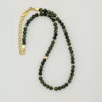 Emerald Necklace 6mm Faceted Beads with Gold Heart Charm