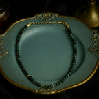 Emerald Necklace 6mm Faceted Beads with Gold Heart Charm