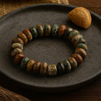 Jasper Bracelet 12mm Rondelle | Atlantean Echo | Grounding • Balance • Ancestral Memory