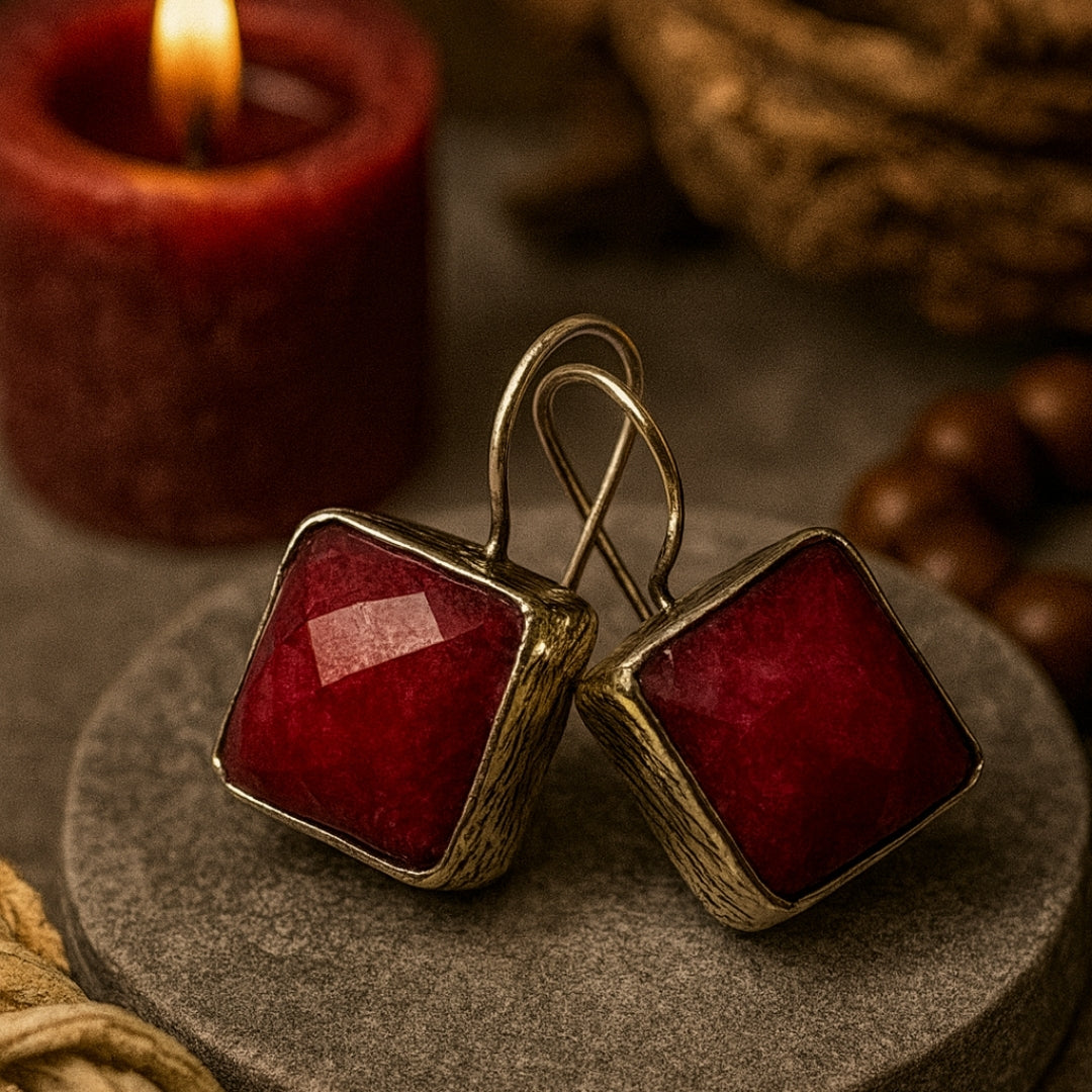 Ruby Earrings 925 Sterling Silver Natural Ruby Gemstone Earrings Handmade Luxury Jewelry Passion Courage Confidence Protection Gift for Her