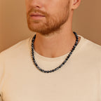 Snowflake Obsidian Necklace 925 Silver Clasp | 6mm Hand-Knotted Beads