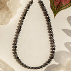 Snowflake Obsidian Necklace 925 Silver Clasp | 6mm Hand-Knotted Beads