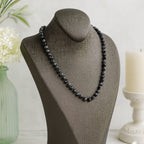 Snowflake Obsidian Necklace 925 Silver Clasp | 6mm Hand-Knotted Beads