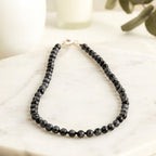 Snowflake Obsidian Necklace 925 Silver Clasp | 6mm Hand-Knotted Beads