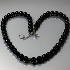 Tourmaline Shield Necklace 8mm Faceted AAA Black Tourmaline Hematite 925 Silver