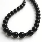 Tourmaline Shield Necklace 8mm Faceted AAA Black Tourmaline Hematite 925 Silver