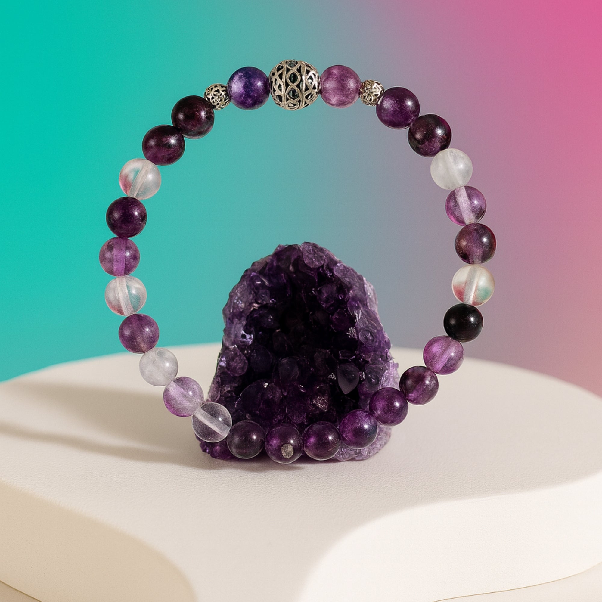 Fluorite Crystal Bracelet | 6mm Natural Fluorite Beads