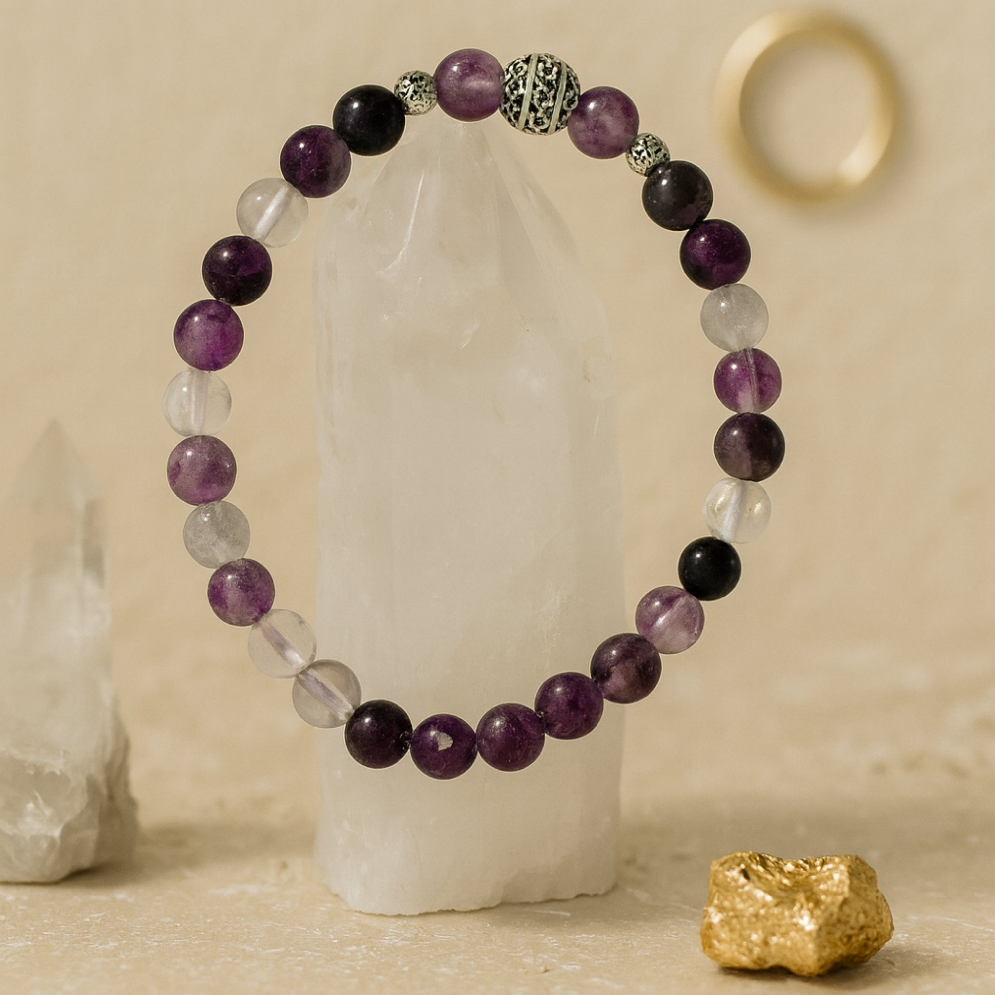 Fluorite Crystal Bracelet | 6mm Natural Fluorite Beads