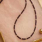 Garnet Cube Cut Necklace 2mm