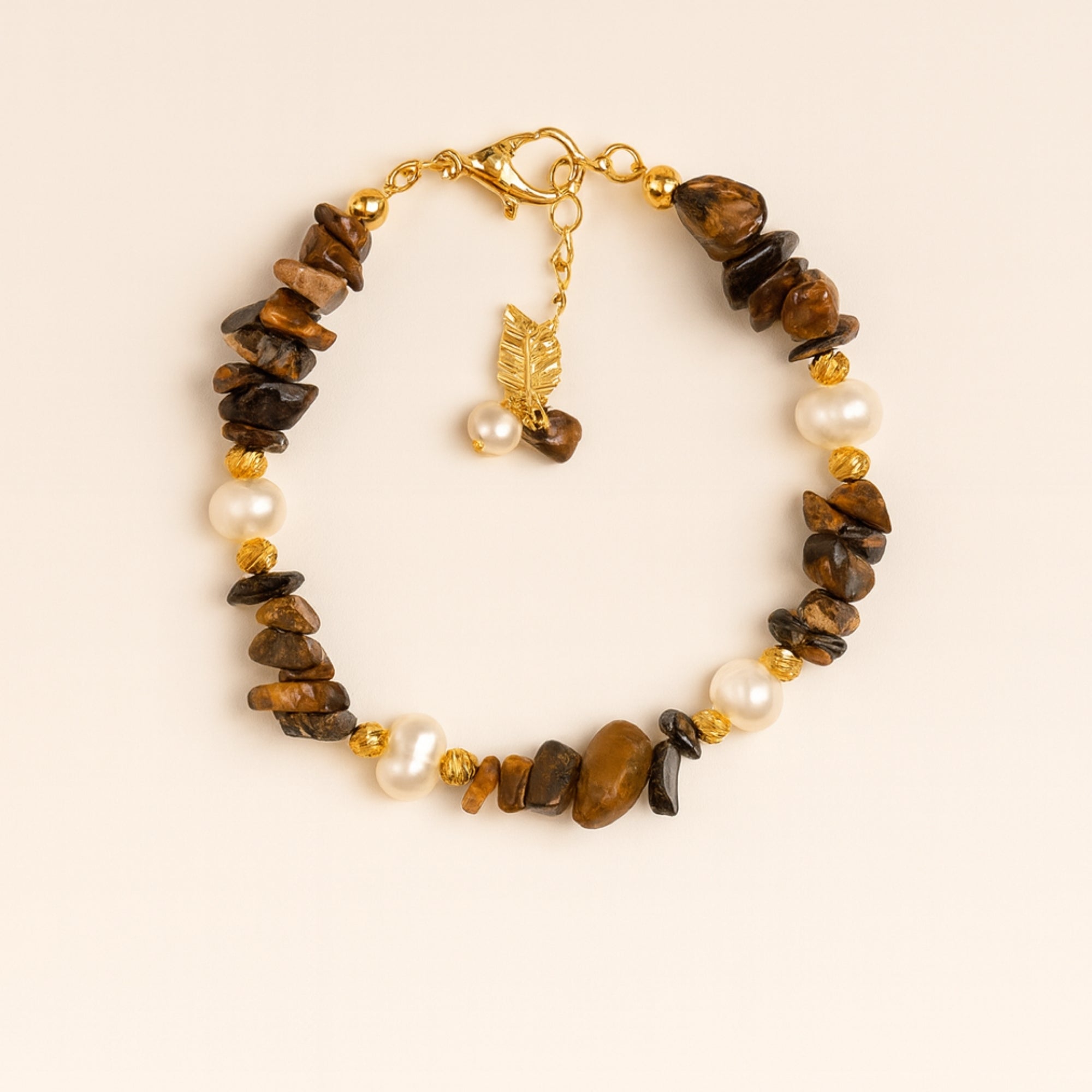 Golden Aura Tiger Eye & Pearl Bracelet|Sun Moon Harmony Talisman