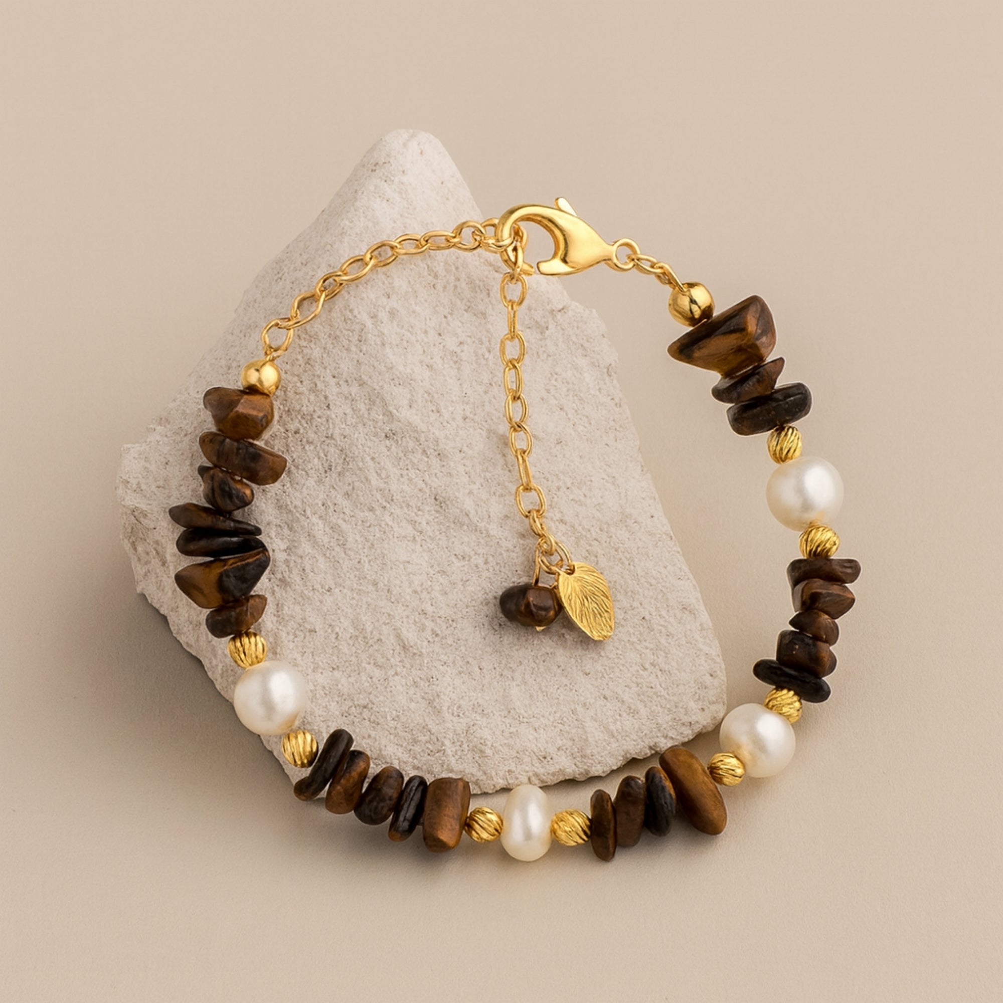 Golden Aura Tiger Eye & Pearl Bracelet|Sun Moon Harmony Talisman