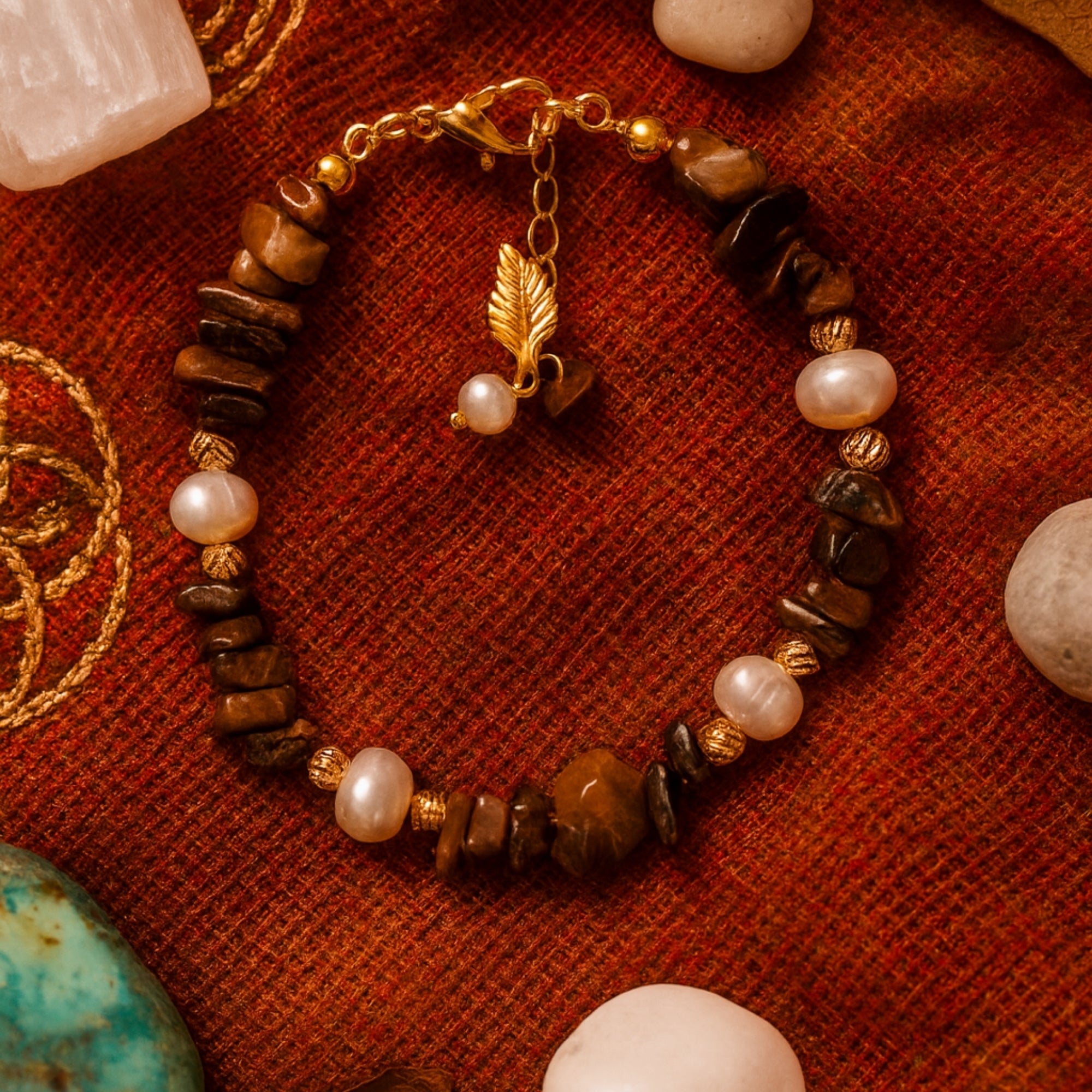 Golden Aura Tiger Eye & Pearl Bracelet|Sun Moon Harmony Talisman