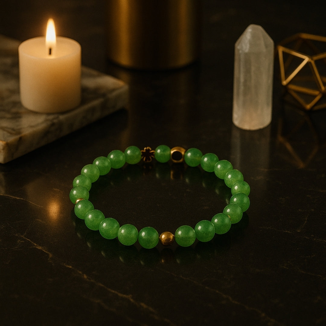 Aventurine Clover Bracelet 6 mm Golden Luck