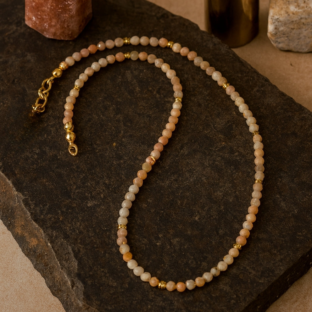 Sunstone Necklace – 3 mm Faceted Crystal