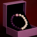Moonstone Amethyst Evil Eye Talisman|Lunar Amethyst Bracelet|8mmGold Hematite