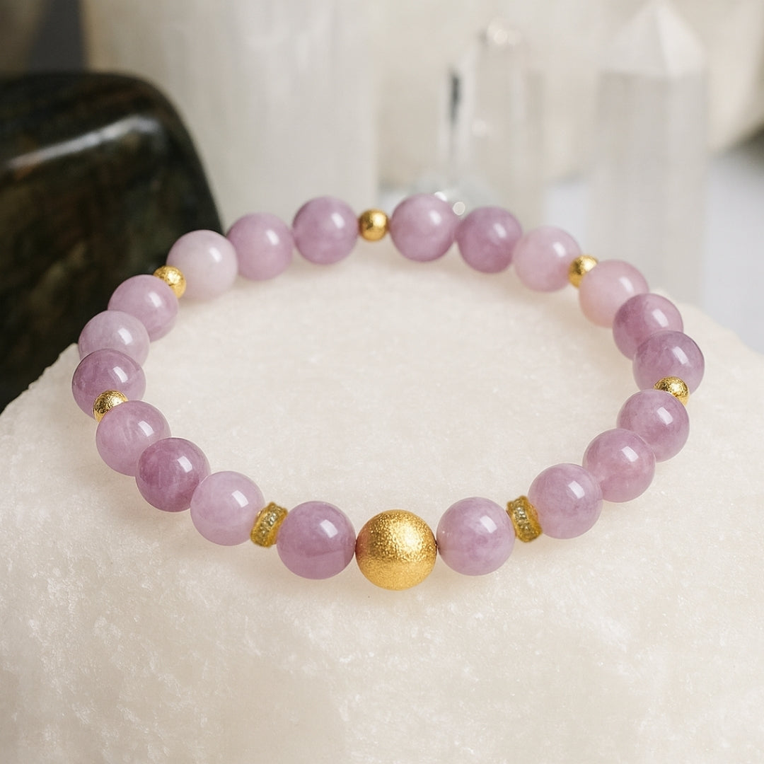 Kunzit Round Bracelet |8 mm Kunzit Healing Crystal Jewelry