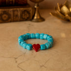 Heart of Sky Ceramic Love Bracelet Turquoise Ceramic Beads Red Heart Handmade Bracelet