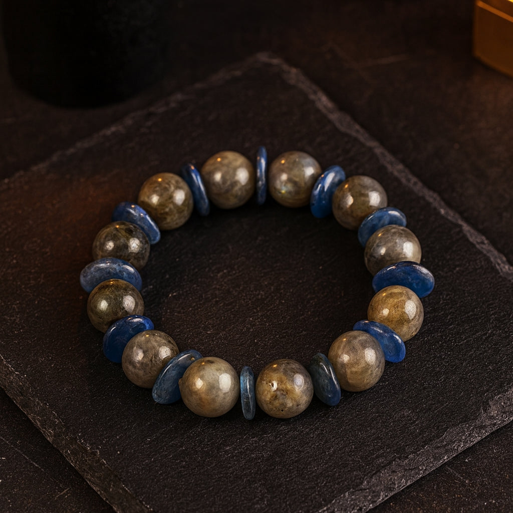 Labradorite Kyanite 10 mm Bracelet - Handcrafted Crystal Jewelry Gift