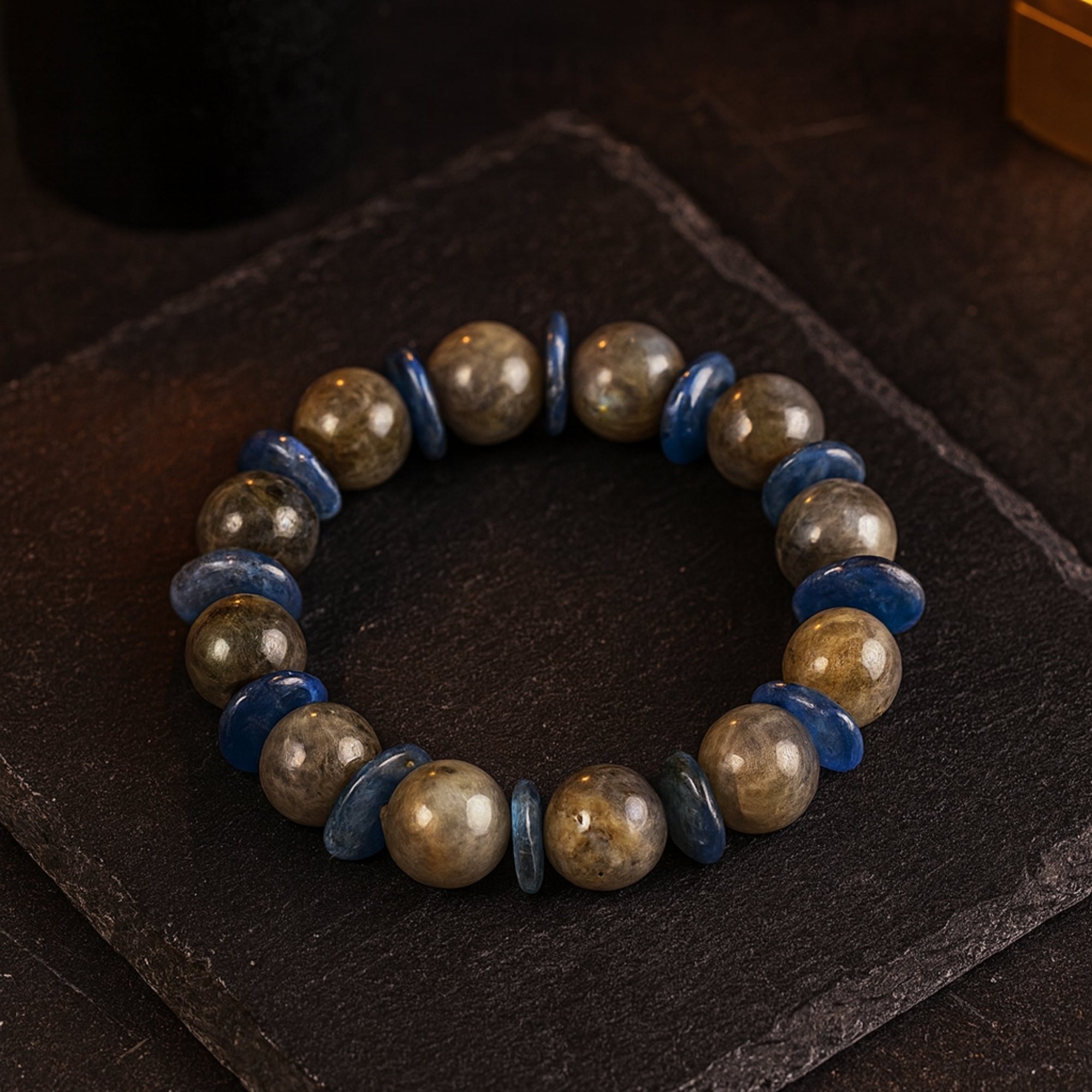 Labradorite Kyanite 10 mm Bracelet - Handcrafted Crystal Jewelry Gift