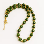 Jade Faceted Necklace with Square Hematite 8mm