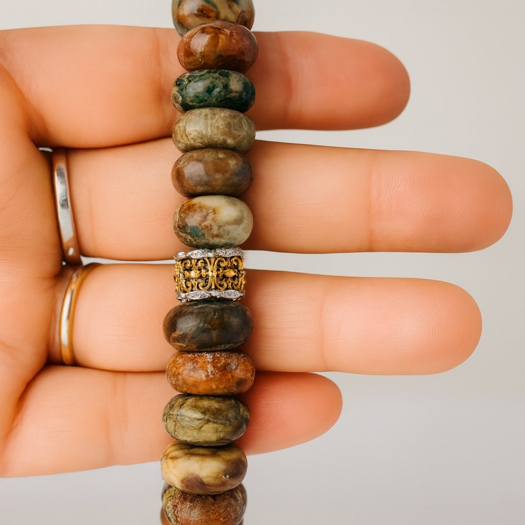 Jasper Bracelet 12mm Rondelle | Grounding Balance Crystal Jewelry