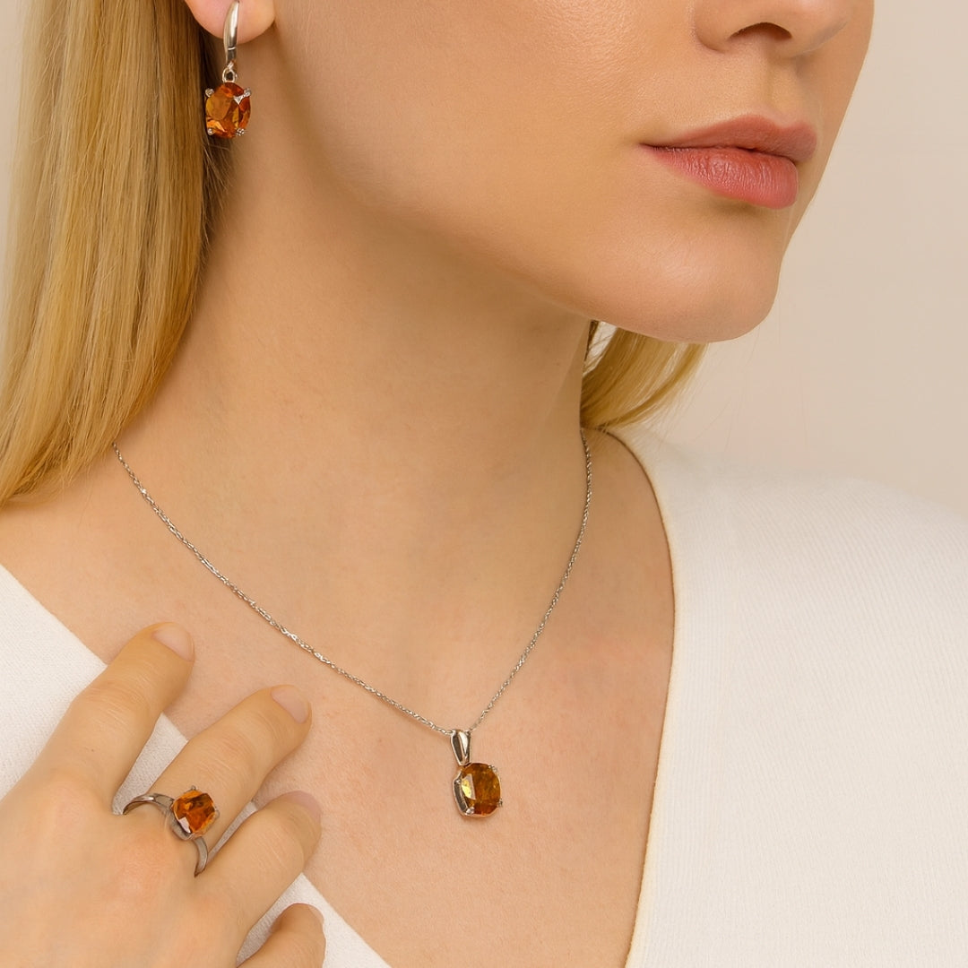 Zultanit Color- Changing Jewelry Gift Set | Sterling Silver Ring Earrings Necklace