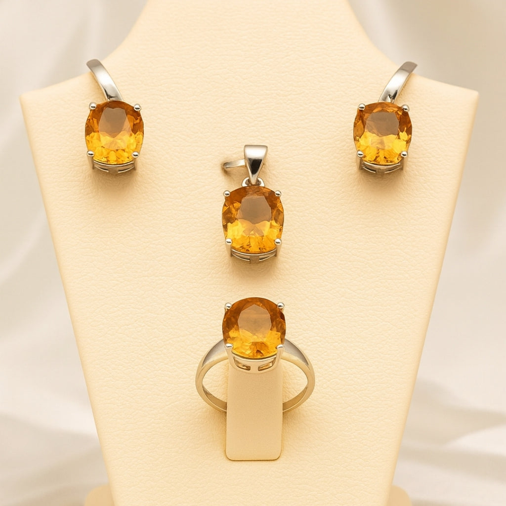 Zultanit Color- Changing Jewelry Gift Set | Sterling Silver Ring Earrings Necklace