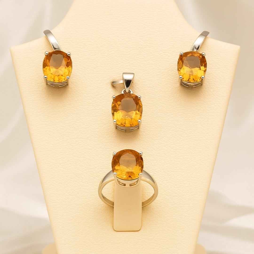 Zultanit Color- Changing Jewelry Gift Set | Sterling Silver Ring Earrings Necklace