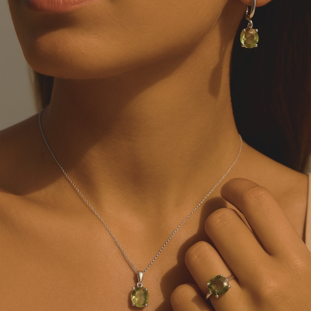 Zultanit Color- Changing Jewelry Gift Set | Sterling Silver Ring Earrings Necklace