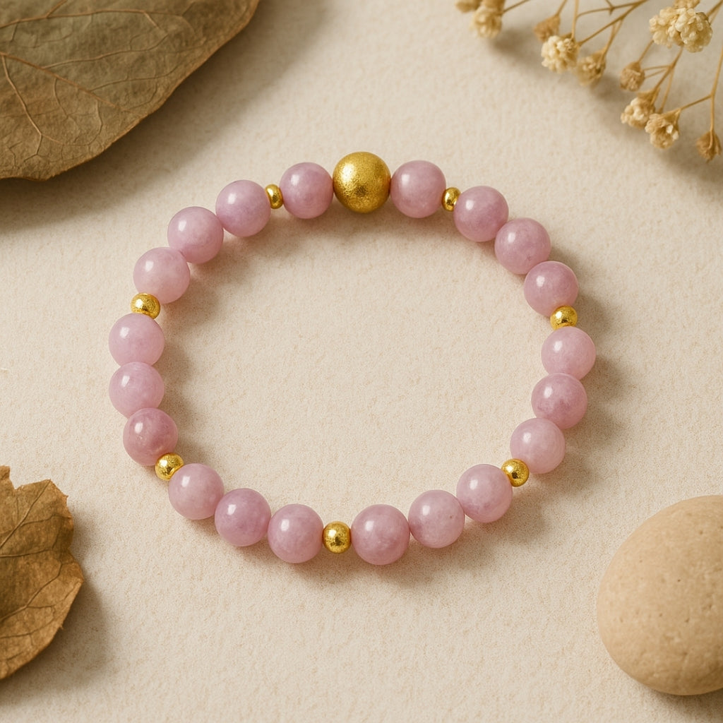 Kunzit Round Bracelet |8 mm Kunzit Healing Crystal Jewelry