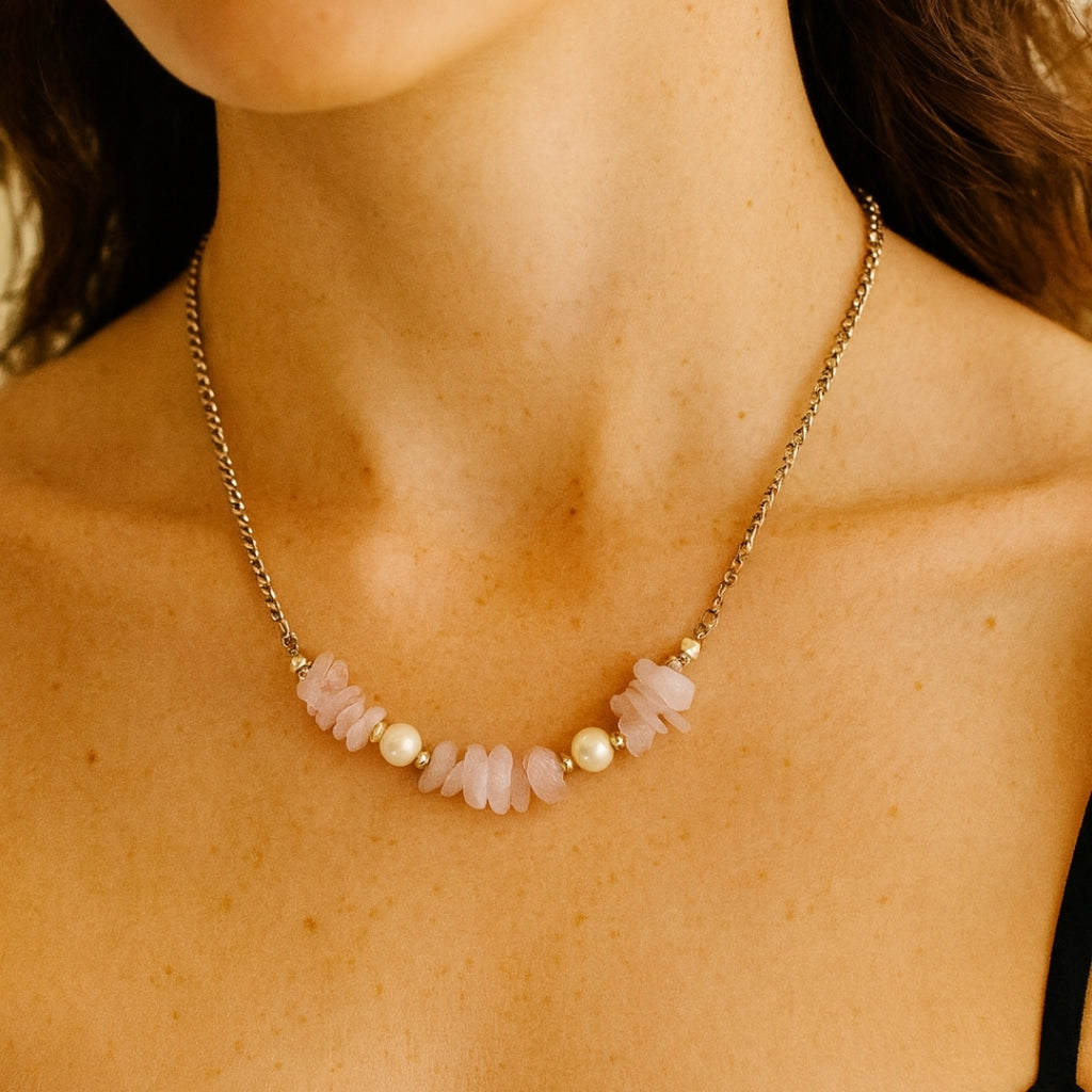 Kunzite Pearl Necklace