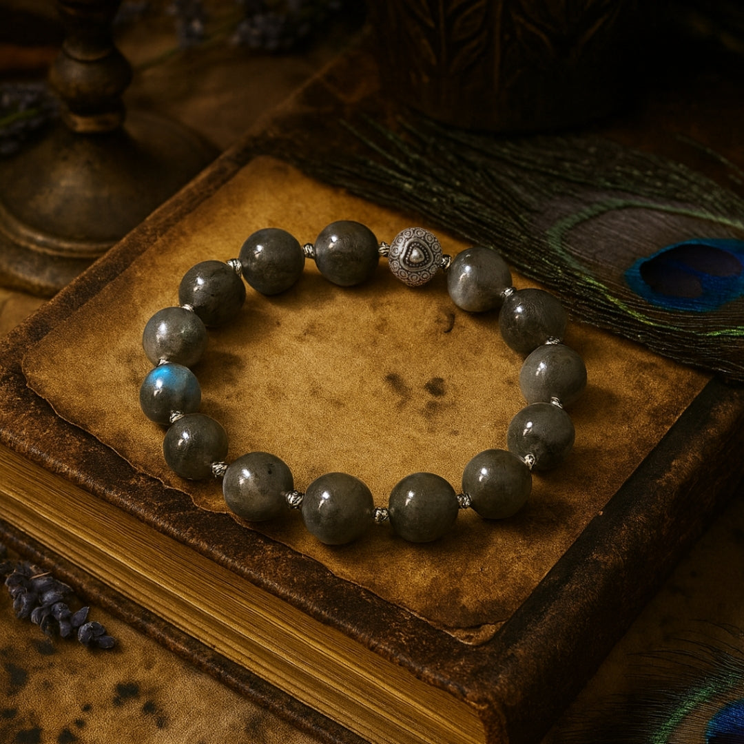 Labradorite Bracelet 12mm Luxury Energy Talisman Transformation Protection Intuition Aura Shield Handmade Crystal Jewelry Gift for Her Him