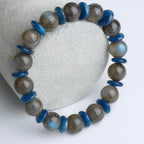 Labradorite Kyanite 10 mm Bracelet - Handcrafted Crystal Jewelry Gift