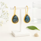 Labradorite Drop Earrings | Natural Labradorite 18K Gold Plated Dangle Earrings