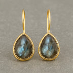 Labradorite Drop Earrings | Natural Labradorite 18K Gold Plated Dangle Earrings