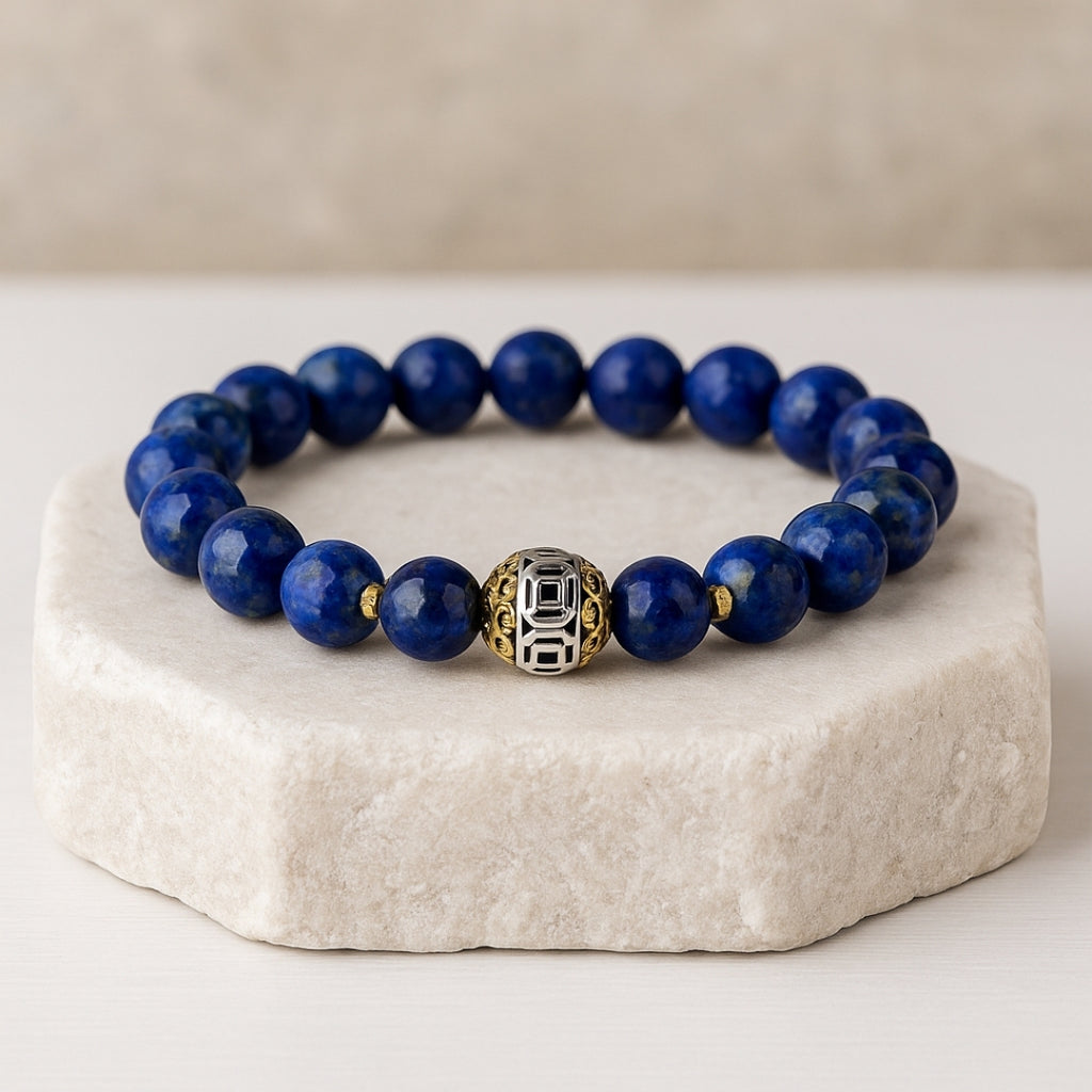 Lapis Lazuli Healing Bracelet 8mm|Healing Crystal Jewelry for Intuition