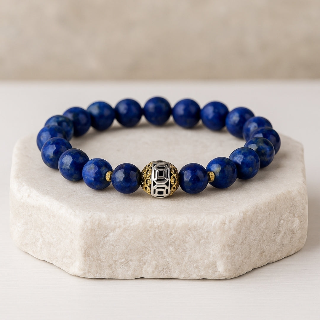 Lapis Lazuli Healing Bracelet 8mm|Healing Crystal Jewelry for Intuition
