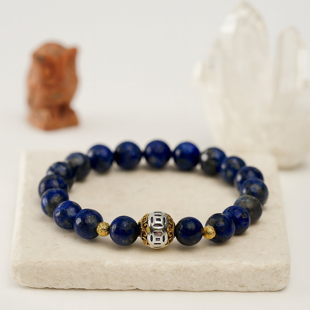 Lapis Lazuli Healing Bracelet 8mm|Healing Crystal Jewelry for Intuition