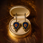 Boho Lapis Coral Earrings – One of a Kind Sterling Silver Bronze Spiral Drop Dangle