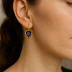 Boho Lapis Coral Earrings – One of a Kind Sterling Silver Bronze Spiral Drop Dangle